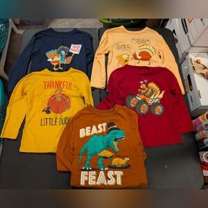 Lot of 5 (FIVE) The Children's Place Thanksgiving Shirts in Size 4T/XS/4